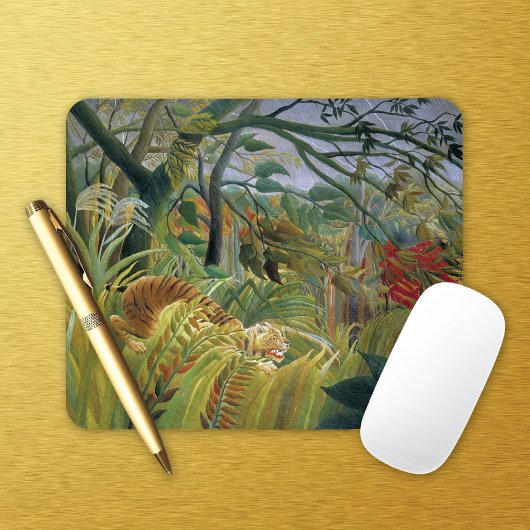 Tijger in een tropisch Storm Henri Rousseau Muismat