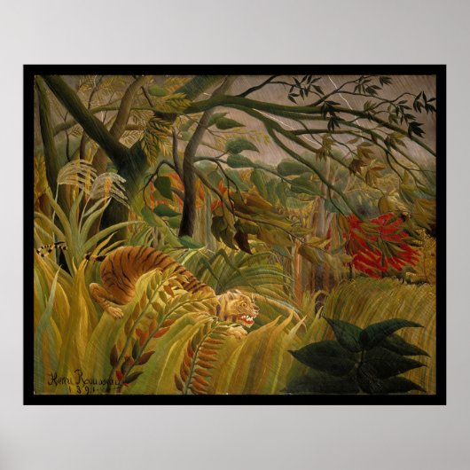 Tijger in een tropisch Storm - Henri Rousseau Poster (Voorkant)