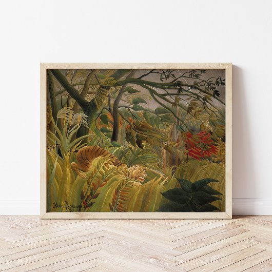 Tijger in een tropisch Storm | Henri Rousseau Poster