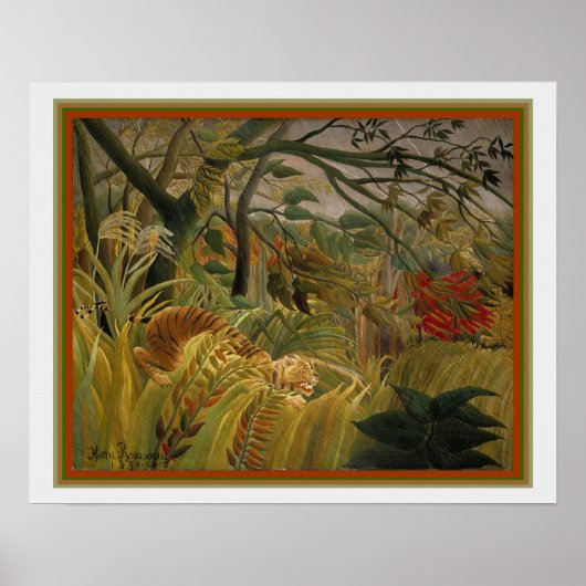 "Tijger in een tropisch Storm" van Henri Rosseau Poster (Voorkant)