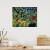 Tijger in een tropisch Storm (verhit) Poster (Keuken)