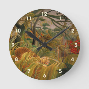 Tijger in een tropische storm door Henri Rousseau Ronde Klok