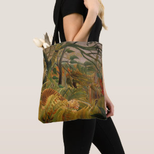 Tijger in een tropische storm door Henri Rousseau Tote Bag