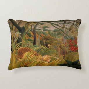 Tijger in een tropische storm van Henri Rousseau Accent Kussen