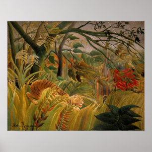 Tijger in een tropische storm van Henri Rousseau Poster
