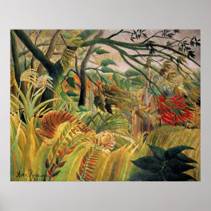 Tijger in een tropische storm van Rousseau Poster
