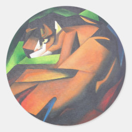 Tijger in Geometrische kunststijl Franz Marc Ronde Sticker