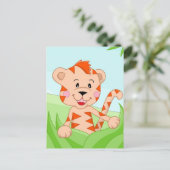 Tijger in gras briefkaart (Staand voorkant)