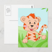Tijger in gras briefkaart (Voorkant / Achterkant)