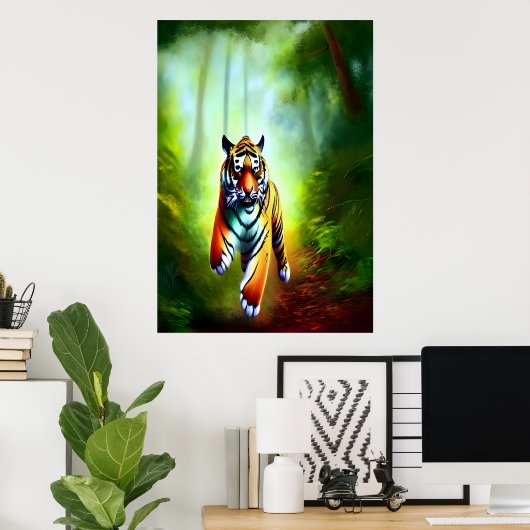 Tijger in het bos | AI Art Poster (Thuiskantoor)