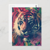 Tijger in het Floral Field Briefkaart (Voorkant / Achterkant)