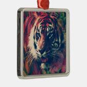 Tijger in het Floral Field Metalen Ornament (Rechts)