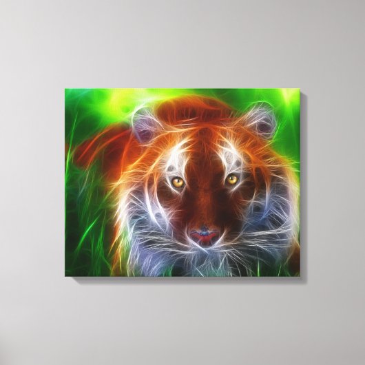 Tijger in het gras gewikkeld canvas afdruk (Voorkant)