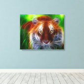 Tijger in het gras gewikkeld canvas afdruk (Insitu (Houten vloer))