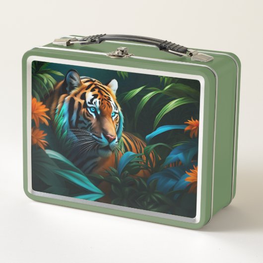 Tijger In het oerwoud Metal Lunchbox (Voorkant)
