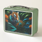 Tijger In het oerwoud Metal Lunchbox (Achterkant)