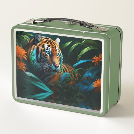Tijger In het oerwoud Metal Lunchbox (Achterkant)