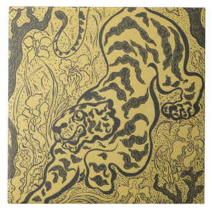 Tijger in het Oerwoud (wilde dieren) (door Paul Ra Tegeltje