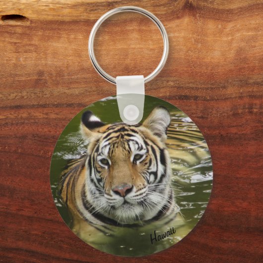 Tijger in het water sleutelhanger (Voorkant)