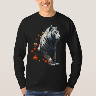 Tijger in het wit - Bloemen Kunstwerk - Animal Art T-shirt