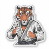 Tijger in Jiu-Jitsu Outfit Martial Arts Animal Sticker (Voorkant)