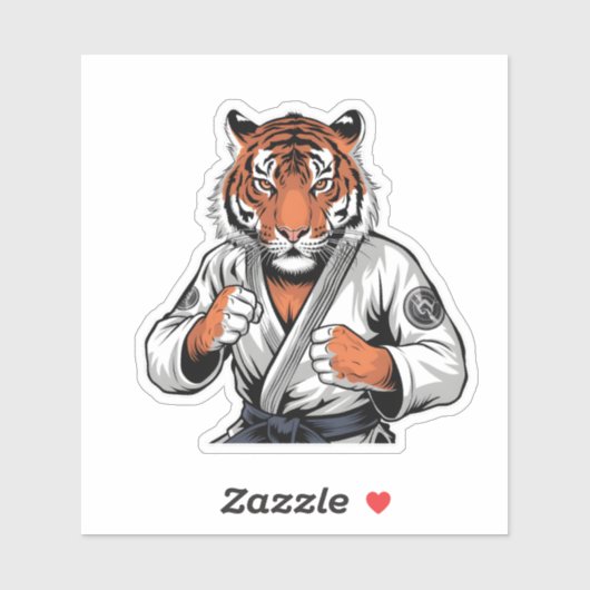 Tijger in Jiu-Jitsu Outfit Martial Arts Animal Sticker (Vel)