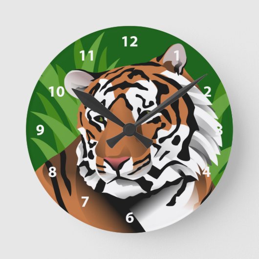 Tijger in Jungle Ronde Klok (Voorkant)