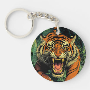 Tijger in jungle sleutelhanger