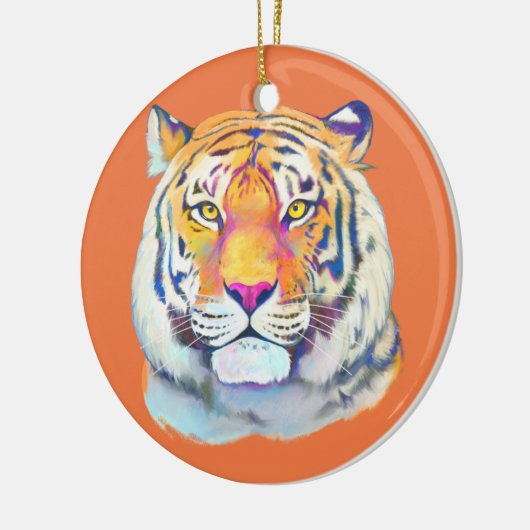 Tijger in kleuren keramisch ornament (Links)