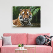 Tijger in moessonregen canvas afdruk (Insitu (Woonkamer))