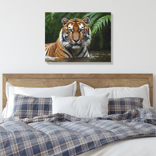 Tijger in moessonregen canvas afdruk (Insitu (Slaapkamer))