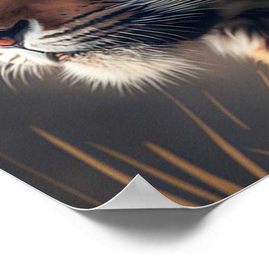 Tijger in Natuur Poster papier (steen) 12 x 1 (Hoek)