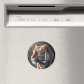 Tijger in Natuur standaard, 2¼-inch cirkelmagneet Magneet (Insitu (Vaatwasser))