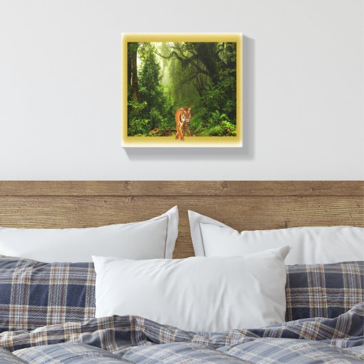 Tijger in oerwoud canvas (Insitu (Slaapkamer))