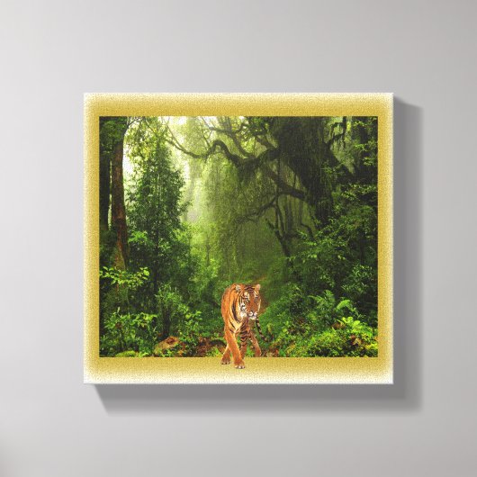 Tijger in oerwoud canvas (Voorkant)