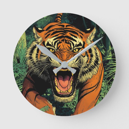 Tijger in oerwoud ronde klok (Voorkant)