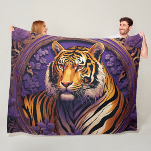 Tijger in paars fleece deken