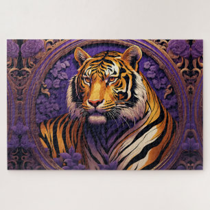 Tijger in paars legpuzzel
