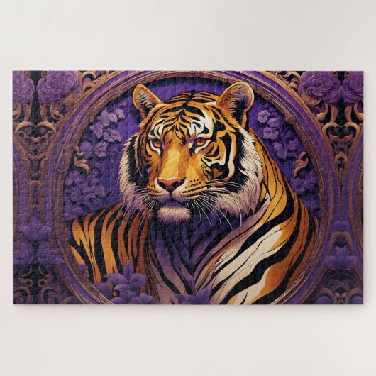 Tijger in paars legpuzzel (Horizontaal)