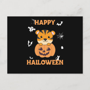 Tijger in pomkin Sweet Tiger Happy Halloween Briefkaart