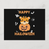 Tijger in pomkin Sweet Tiger Happy Halloween Briefkaart (Voorkant)