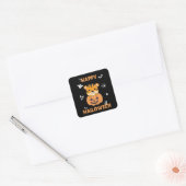 Tijger in pompoen zoete tijger gelukkig halloween  vierkante sticker (Envelop)