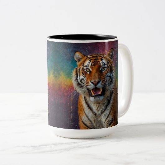Tijger in portret tweekleurige koffiemok (Voorkant rechts)