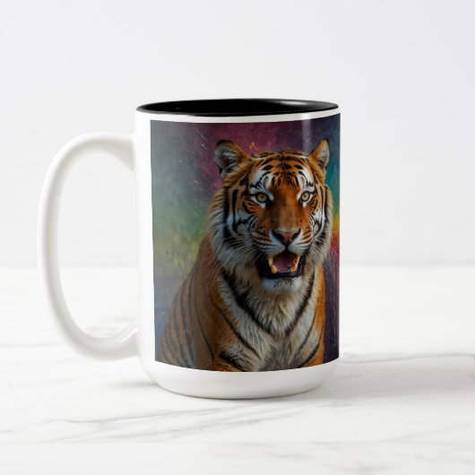 Tijger in portret tweekleurige koffiemok (Links)