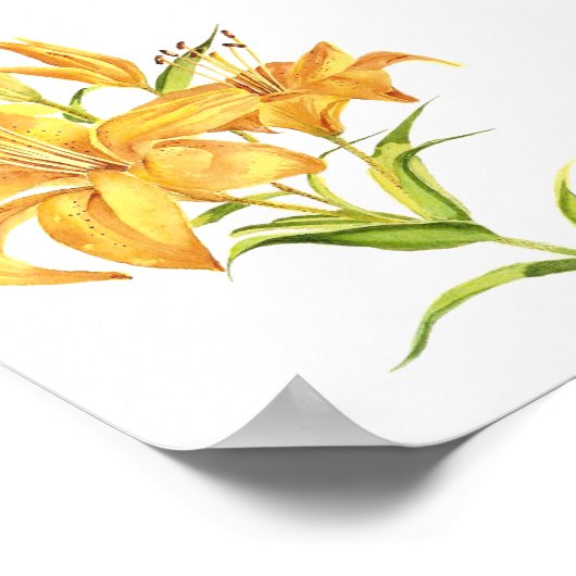 Tijger in poster met gouden en gele waterverf (Hoek)