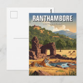 Tijger in Ranthambore National Park India Reizen Briefkaart (Voorkant / Achterkant)