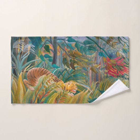 Tijger in Storm Tropisch bos Exotisch Oerwoud Bad Handdoek (Handdoek)