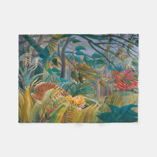 Tijger in Storm Tropisch bos Exotisch Oerwoud Fleece Deken (Voorkant (Horizontaal))