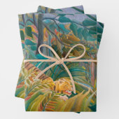 Tijger in Storm Tropisch bos Exotisch Oerwoud Inpakpapier Vel (In situ)