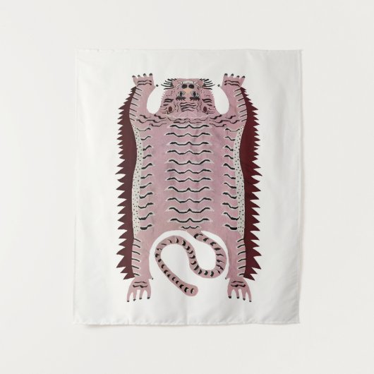Tijger in vintage stijl wandkleed (Voorkant)